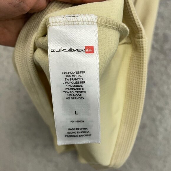 NEW Quiksilver Men's L Tan Waffle Hooded Pullover Sweatshirt Stretch - Picture 7 of 10